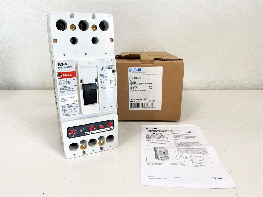 EATON HJD 65K Circuit Breaker 250 Amp, 3 Pole, 600VAC, HJD3250F